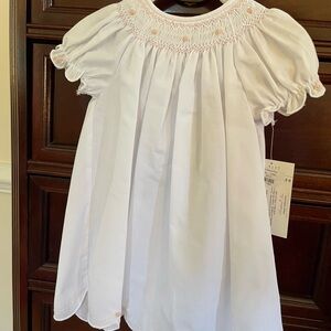 Rosalina White Baby Dress with Smocked Detail